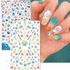 TailaiMei Summer Beach Nail Stickers, 1500+ Pcs Self-Adhesive DIY Nail Art Decals Shark Nautical Turtle Design (12 Sheets)