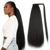 WIGNEE Kinky Straight Ponytail Wrap Around Long Ponytail Extension Natural Black Yaki Ponytail Extension for Black Women Pony Tails Hair Extensions (Natural Black, 30 Inches)