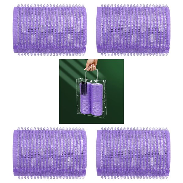 Hair Rollers 8 Pack, Self Grip Hair Curlers Assorted Size Heatless Hair Curlers, Velcro Rollers Styling Curling and Appliances with Storage Bag and Clips (1.5 inch 4 Pack)
