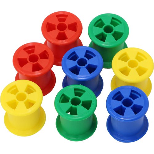 Bonka Bird Toys 1490 Colored Plastic Bobbin Spools Foot Talon Craft Part Parrot Cage Toy, Conure, Ringneck, Cockatiel, and Similar Breeds Sizes (Pack 8)