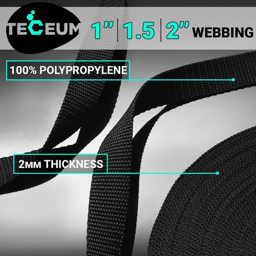 TECEUM 1 Inch Webbing – Black – 10 Yards – 1” Webbing for Climbing Outdoors Indoors Crafting DIY