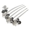 VOCOSTE Women Rhinestone Inlaid Flower Hair Comb Hairpin Hair Accessory Side Comb Clips Rhinestone Head Pieces Gray