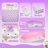 SMILESSKIDDO Baby Doll with Accessories, 12" Dolls Playset with Washable Carrier Bassinet Bed, Bottle, Blanket, and Pillow, Soft Body Baby Dolls for 2 Year Old Girls