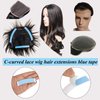 Heyen 36Pcs WaterProof Lace Front Wig Tape Double Sided Wig Tape Strong Adhesive Tape Strips C-Shaped Wig Tape for Toupee Hair Pieces and Hair Extension (36Pcs), blue