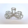 Generic Silver metal bow clear crystal hair claw clip bridal clip for medium fine hair