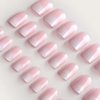 YoYoee Short Press on Nails Square False Nails Cute Pink Gradiet Fake Nails Acrylics Full Cover Nails Tips for Women and Girls 24PCS