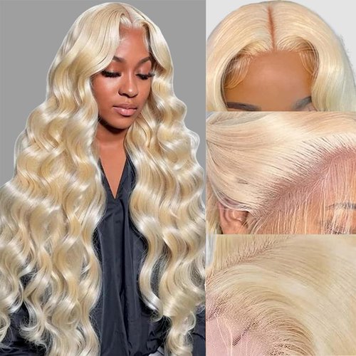 ROYAL IMPRESSION 613 Lace Front Wig Human Hair 13x4 Transparent Body Wave Blonde Lace Front Wigs Human Hair Pre Plucked 180% Density Guleless Wigs Human Hair 613 Blonde HD Lace Frontal Wig (20 Inch)