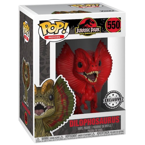 Funko Pop Movies: Jurassic Park - Red Dilophosaurus Collectible Figure, Multicolor