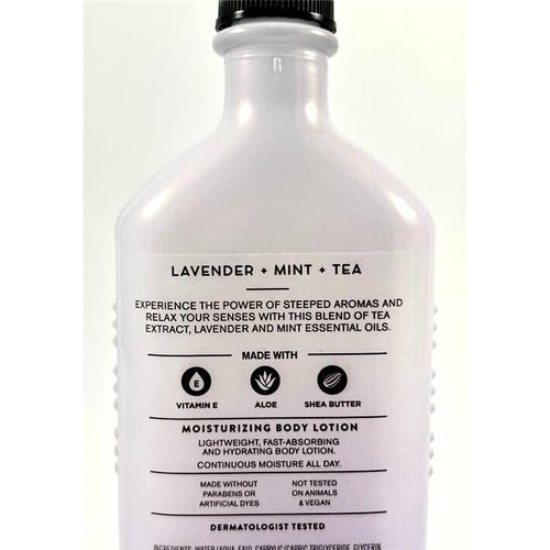 2 Aromatherapy LAVENDER + MINT+ TEA Steeped RELAXATION bath body Lotion