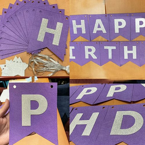 Birthday Party Decorations for Women Purple Silver Happy Birthday Banner Purple Balloons Polka Dot Paper Fans/Girl Purple Birthday/Women 40th/50th/60th Purple Birthday Party Decorations