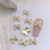 30Pcs Gold Bow Nail Charms Cute 3D Bow Alloy Nail Art Charms Kawaii Long Ribbon Bowknot Nail Designs Accessories Y2K Gold Big Bow Nail Decoration Supplies for Women Girls Nail Art