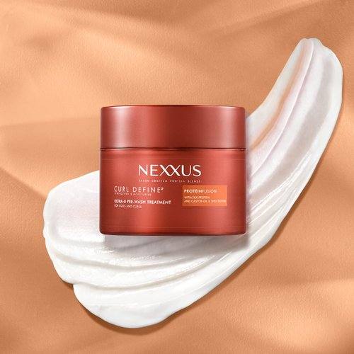 Nexxus Curl Define Pre-wash Hair Treatment for Curly & Coily Hair Hair Mask Deep Conditioner with Castor Oil 8 oz