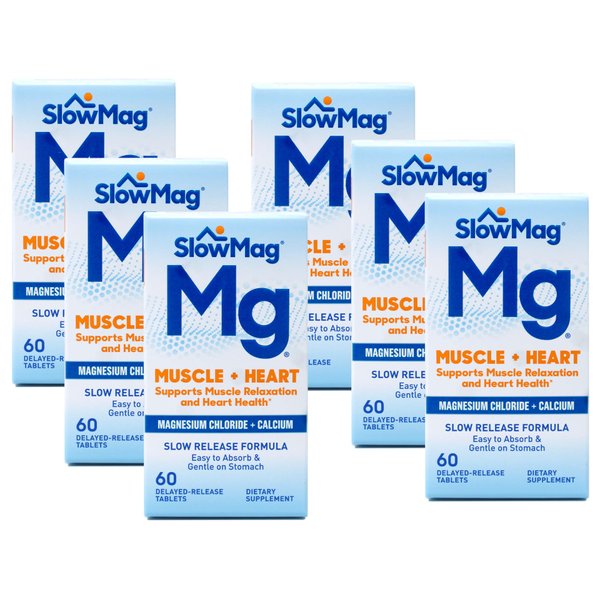 Slow Mag Magnesium Chloride and Calcium, 60 Tablets each (Value Pack of 6)
