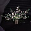 Teyglen Bridal Green Crystal Hair Comb Rhinestone Bride Wedding Hair Comb Sparkly Hair Piece Hair Accessories for Bride Bridal Side Comb Rhinestone Headpiece for Women Girls