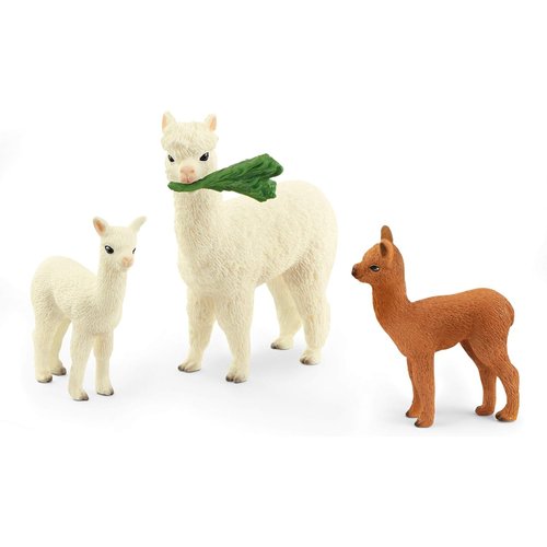 Schleich Farm World 4-Piece Alpaca Playset with Mother and Baby Alpacas - Educational and Durable Farm Animal Playset Figurines, Fun and Imaginative Play for Boys and Girls, Gift for Kids Ages 3+