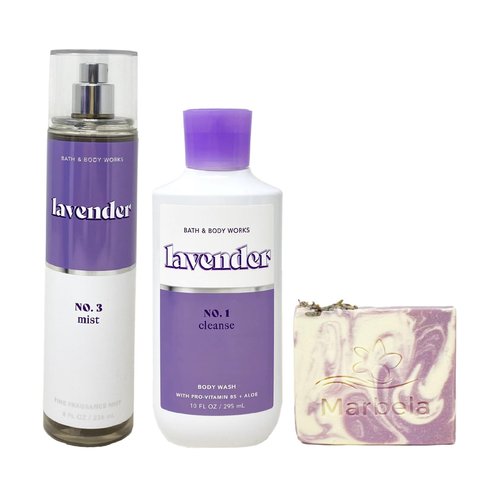Bath & Body Works Lavender Fragrance Mist and Body Wash Bundle with a Lavender Dream Bar Soap - Full Size