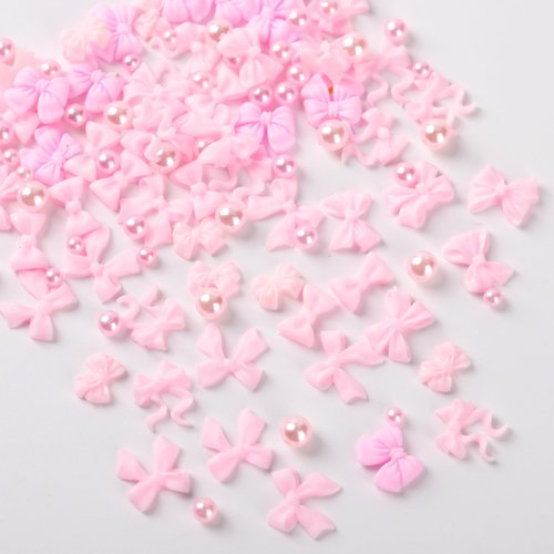 COOSLIM Pink Bow-Knot Nail Stud Rhinestones Crystal, 3D Bows Nail Charm Pink Bowknot Nail Charm Set for Acrylic Nails Design DIY Decoration Nail Art Rhinestones 13