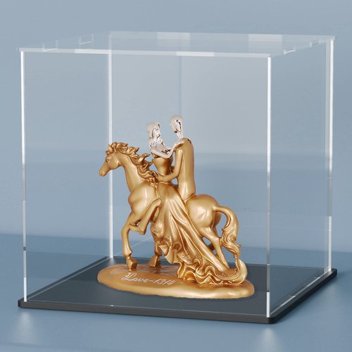 HEMYLU Acrylic Display Case with Lid, 6 Inch Acrylic Cube Box with Black Disaply Stand, Clear Display Cases for Collectibles, Art Pieces and Toys, (6x6x6 inch)