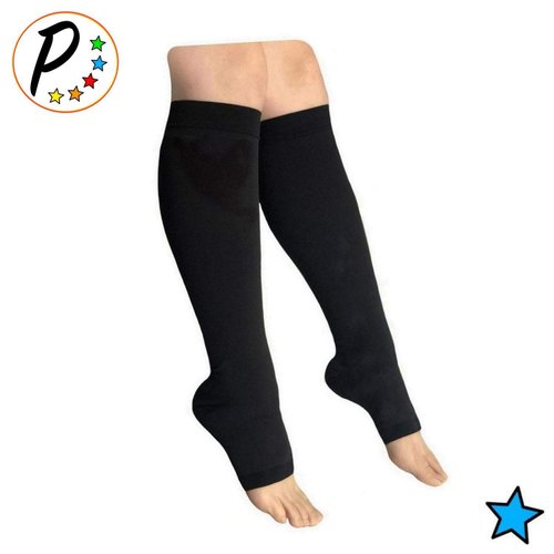 Presadee Traditional 30-40 mmHg X-Firm Compression Medical Leg Open Toe Socks (Black, L/XL)