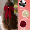 2Pcs Initial Velvet Hair Bows & Hair Ribbons, Hair Clips for Women, Hair Accessories for Girls, Hair Ribbon Barrettes, Personalized Gifts for Wedding Birthday Christmas Valentines(Red,A)