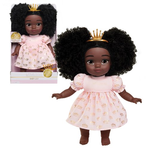 Purpose Toys Littlelistas Lily 14-inch Crowned Natural Hair Baby Doll & Accessories, Curly 3C Textured Hair, Deep Brown Complexion, Kids Toys for Ages 3 Up, Designed and Developed