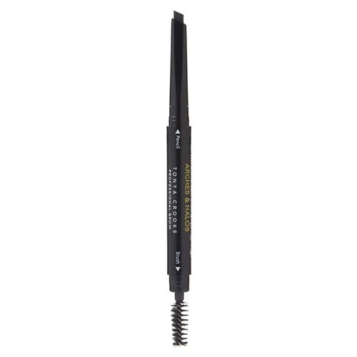 Arches & Halos Angled Brow Shading Pencil - Dual Ended Pencil and Brush with Highly Pigmented Color - Define, Detail and Build Brows - Vegan and Cruelty Free Makeup - Charcoal, 0.012 oz