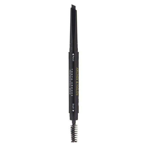 Arches & Halos Angled Brow Shading Pencil - Dual Ended Pencil and Brush with Highly Pigmented Color - Define, Detail and Build Brows - Vegan and Cruelty Free Makeup - Charcoal, 0.012 oz