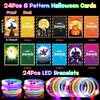 24 Pack Halloween Party Favors Bracelets Glow in the Dark Bracelets, Halloween Treats Party Favors Light Up Bracelet Halloween Glow Sticks Bracelet for Non Candy Treats Halloween Party Supplies