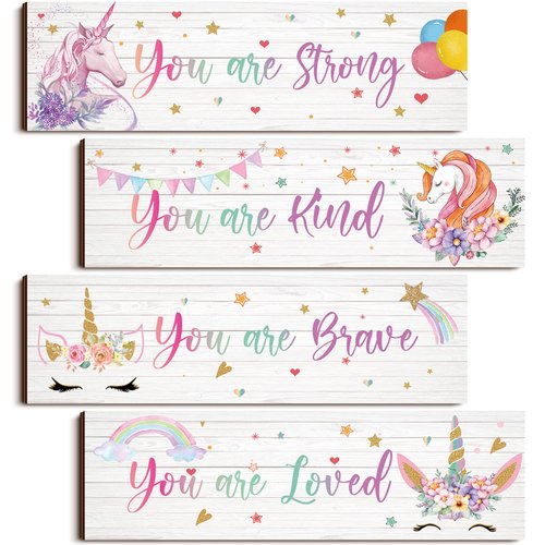 Yulejo Unicorn Rainbow Girls Room Wall Decor Unicorn Rainbow Motivational Wall Art Inspirational Wall Art Room Decor Unicorn Bedroom Decor for Girls Kids Bedroom Nursery Decorations(Cute Style, Cute Style)