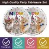 40pcs Pet Cat birthday Party Supplies,include 20 dessert plate, 20 Napkin,For boys and girls birthday party supplies，Used for Pet Cat birthday Party Decoration (cat)
