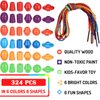 Shappy 324 Pcs Lacing Beads for Toddler 1-6 Years for School Classroom Wooden Beads Threading Toys Toddler String Beads Montessori Kids Lacing Toys Preschool Toddler Fine Motor Skills Toy