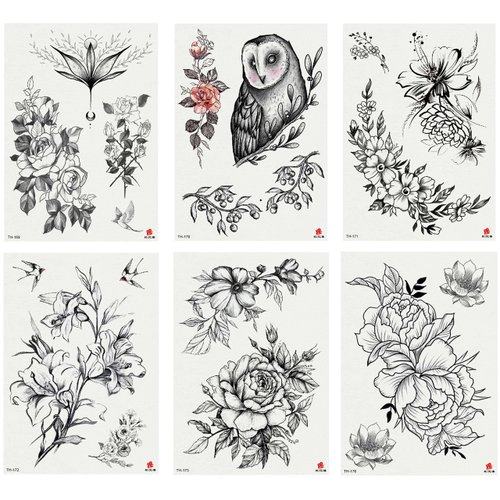 Nutrition Bizz Temporary Tattoos for Women Kids Teen Arm Tattoo Fake Tattoo Lotus Cherry Blossoms Biker Tattoo Waterproof Stickers Beach Arms Shoulders Chest & Back (Pack of 6# 3)