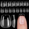 SANLUBA 450PCS 15 Sizes Extra Short Coffin Nail Tips Soft Gel Clear Press on Nails Half Matte Full Cover Acrylic Nail Pre-shape for Nail Extension