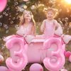 40 inch Number 9 Balloon with Bow Pink Happy Birthday Jumbo Number Balloon for Girls Daughter Birthday Decorations Party Supplies (Number 9)