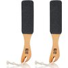 Pumice Stone Foot File, 2 Pack Callus Remover for Feet with Wooden Handle, Pedicure Foot Scrubber to Remove Dead Skin, Dry, Rough, Corns Skin Scraper