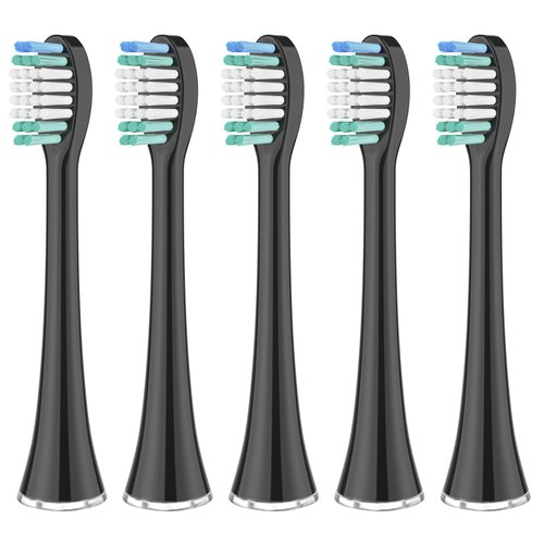 Replacement Toothbrush Heads Compatible with AquaSonic Black Series, Vibe Series, Black Series Pro,and for Duo Series Pro Electric Toothbrush Black, Pack of 5