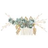 Bride Wedding Hair Accessories: Pearl Flower Hair Comb Rhinestone Hair Piece Bridal Headpiece for Women and Girls, Green