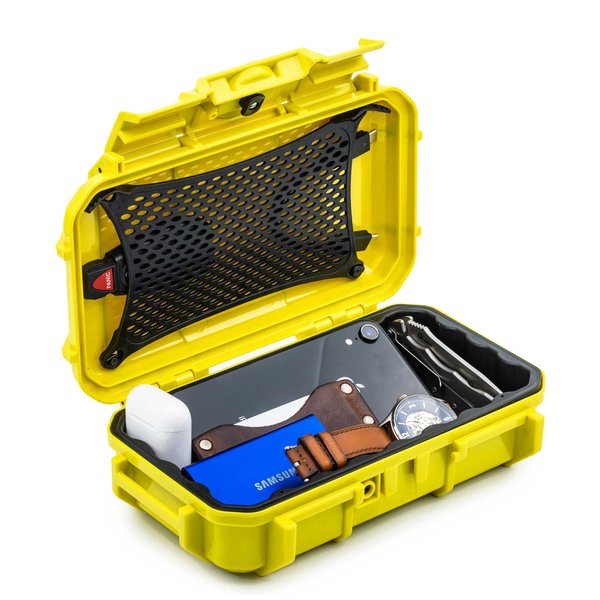 Evergreen 56 Waterproof Dry Box Protective Case - Travel Safe/Mil Spec/USA Made - for Tackle Organization of Cameras, Phones, Camping, Fishing, Hiking, EDC, Water Sports, Knives (Yellow)