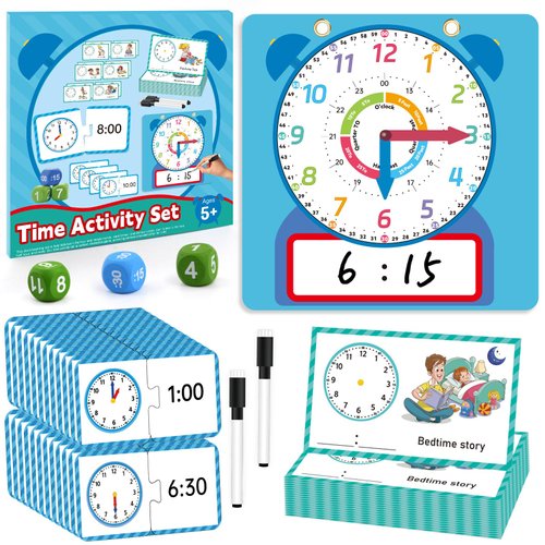 Magnetic Learning Clock for Kids, Telling Time Teaching Clock for Kids, Analog Clock Circle Time Learning Center, Kindergarten School Supplies Math Manipulatives, Classroom Clock Homeschool Supplies