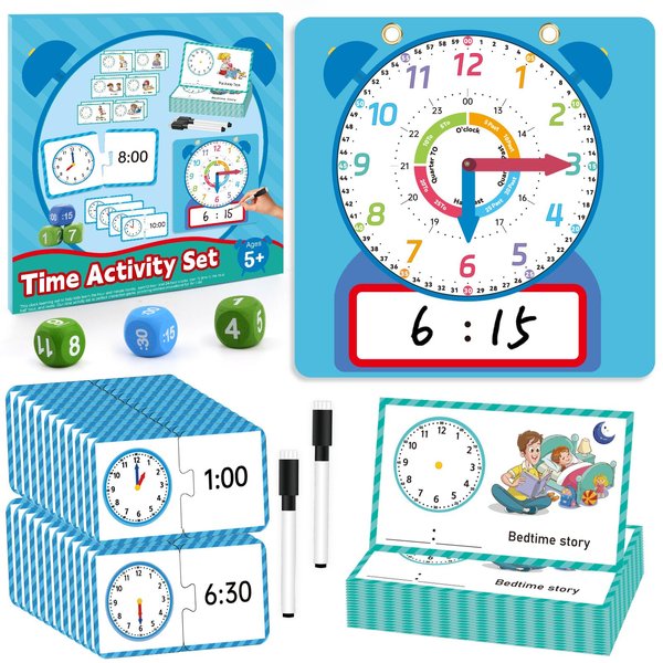 Magnetic Learning Clock for Kids, Telling Time Teaching Clock for Kids, Analog Clock Circle Time Learning Center, Kindergarten School Supplies Math Manipulatives, Classroom Clock Homeschool Supplies