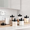 Apothecary Jars Bathroom Vanity Storage Organizer Set -Countertop Canister Plastic Acrylic Jar - Farmhouse Decor Qtip Holder for Cotton Swabs,Makeup Sponges,Flossers,Paper Clips -Black(2)