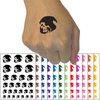 Grim Reaper Death Skeleton Hooded Head Halloween Temporary Tattoo Water Resistant Fake Body Art Set Collection - Black (One Sheet)