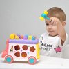 Music Activity Bus Baby Toy, Infant Education Learn Car, Sound & Light, Interactive Game, Shape Sorter, Animal Matching, Holiday Birthday Present for Toddler Kid Boy Girl 3 4 5 6 7 Years (Pink)