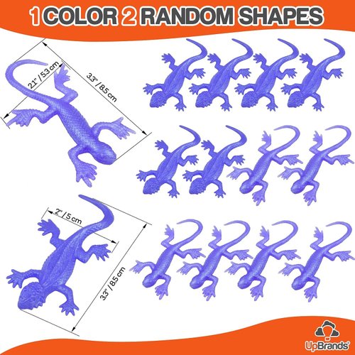 UpBrands 24 Pack PURPLE Super Stretchy Lizard Toys - Versatile Birthday Party Favors, Rubber Lizards for Kids, Reptile & Newt Toy, Stress-Relief Sticky & Purple Celebrations