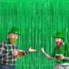 KatchOn Iridescent Green Streamers Backdrop - 3.2x8 Feet, Pack of 2 | Green Birthday Decorations | Green Backdrop, Jungle Party Decorations | Green Halloween Backdrop for Halloween Decorations