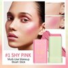 Multi-Use Makeup Blush Stick,Cream Blush Stick,Waterproof Natural Nude,Monochromatic Blush Beauty Wand for Cheek and Lip Tint(Shy Pink)