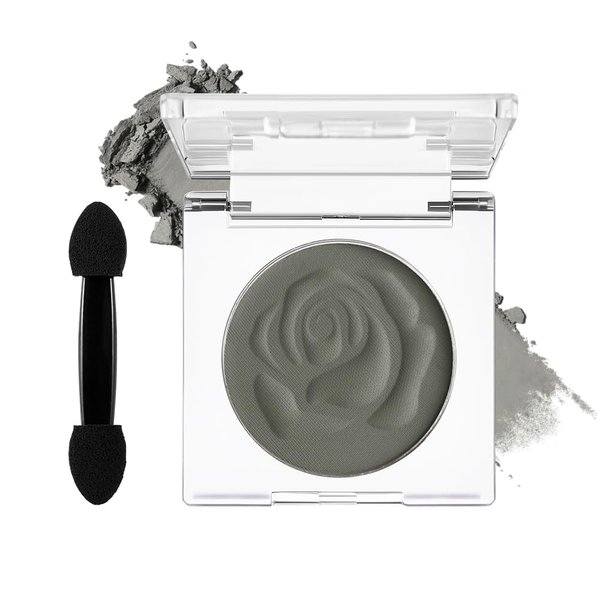 DE'LANCI Dark Gray Eyeshadow Matte, Single Matte Grey Eyeshadow Palette Longwear Natural Grey Eyes Makeup, Punk Goth Smokey Grey Eye Shadow Makeup, Blendable Sombra de Ojos Gris Day & Night Makeup,04