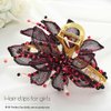 CAKURE Copper Wire Flower Hair Clip Gold Metal Hair Claw Beaded Hair Clamp Hair Accessory for Women