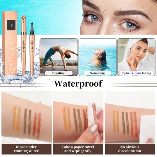 3D Microblading Eyebrow Tattoo Pencil 4 Fork Tip, Waterproof Magic Eyebrow Pencil Microblading Eyebrow Pencil, Natural Long-Lasting Fine Stroke Eyebrow Pencil with Micro-Fork Tip (B-Light Brown)