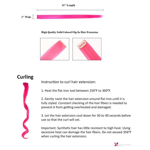 Beaute Galleria Bundle 11 Pieces Single Color 21 Inches Straight Party Highlights Clip In Synthetic Hair Extensions Cosplay Comic Con Halloween Costume (Pink)